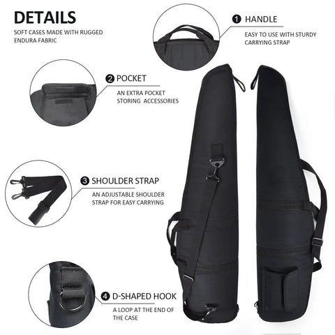 Soft Rifle Case With Adjustable Shoulder Sling And External Pocket Durable 44 Inch Long Gun Case For Shotguns And Scoped Rifles