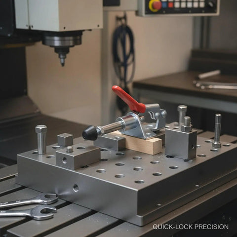Steel Push Pull Toggle Clamp Serving Up Quick Release Workholding For Woodworking And Welding Jigs on metal work surface.