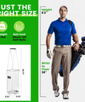 Man with golf equipment next to diagram of 2-In-1 Golf Ball Picker And Basket, Heavy Duty 304 Stainless Steel Grabber