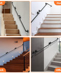 Heavy Duty Metal Pipe Stair Railing And Indoor Handrails Built For Outdoor Steps Featuring Slick Adjustable Corners And A No Sweat Install Across 3 Foot Sections in various settings.
