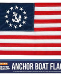 Boat Flag Pole Kit With US Yacht Ensign 12 By 18 Inch Double Sided Marine Grade Flag for pontoon rails with pole and screws.