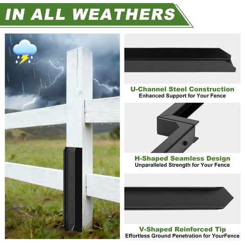 4 Pack Fence Post Repair Kit With 3mm Thick 11 Gauge Galvanized Steel Anchors in all-weather use