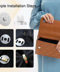 24 Sets Magnetic Snaps For Purses And Totes, 14mm Magnetic Fastener Replacement Kit, installed in a brown quilted purse