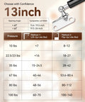 Heavy Duty 13 Inch Gas Struts For Cabinet Doors With Brackets, 22.5 Lb 100N Lift shown with pressure and lid width chart
