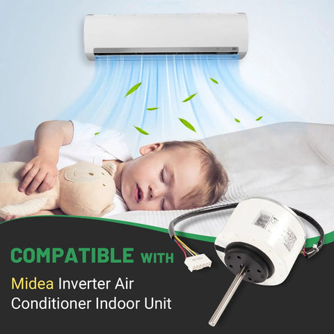 Beefed-Up DC Brushless Fan Motor 58W 8P 1350R/min CCW 5-Wire Replacement For Midea Mini Split Inverter Indoor Unit next to sleeping child