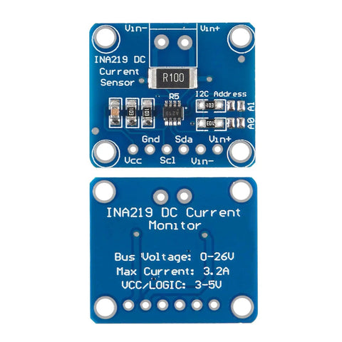 INA219 I2C Bi Directional DC Current Power Monitor Breakout Module For Arduino And Raspberry Pi, front and back view.