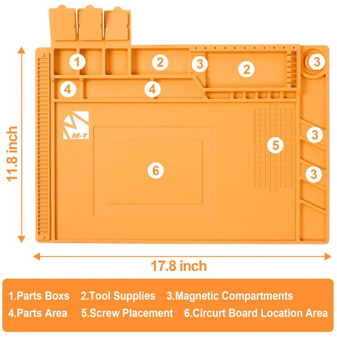 Diagram of Pro Grade Heat Resistant Silicone Soldering Mat Withstands 932 Degrees Fahrenheit, 17.7 by 11.8 Inches