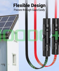 Flat Solar Panel Extension Cables 12 AWG 4mm2 Set Of 2 With Waterproof Male And Female Connectors 15 Inch Length Each PV Wire