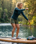 Woman paddleboarding in Wide Toe Barefoot Water Shoes For Women Slip On Quick Dry Lightweight Footwear For Walking Hiking