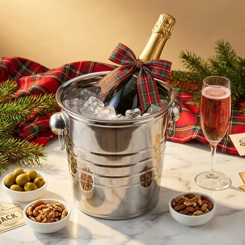 Two Pack 3 Quart Stainless Steel Ice Buckets With Handles, Wide Rim Beverage Tubs For Beer And Wine, Party Chill Kit