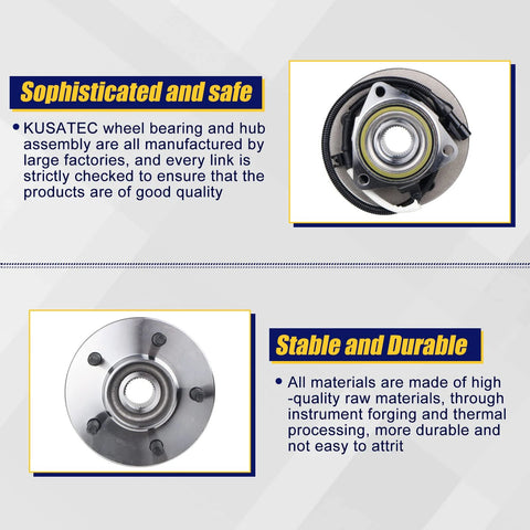 Front Wheel Bearing Hub Assembly 2 Pack For Ford F150 2000 To 2004 With ABS 5 Lug Bolts 14mm Studs Front Hub Replacement For 4WD Heritage 2004 Premium Quality Direct Fit