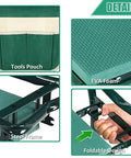 Heavy Duty Garden Kneeler And Seat With Soft EVA Kneeling Pad, Foldable Gardener Stool With Tool Pouch, Sturdy Steel Frame