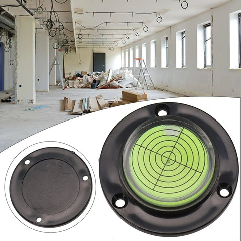 For Bullseye Bubble Level, Round Circular For Spirit Vial, Alignment Tool on a construction site with green spirit vial.