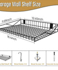4 Pack Heavy Duty Garage Wall Shelves With 8 Hooks, Wall Mounted Floating Shelves Hold Up To 45 Lbs Each, 180 Lbs Total