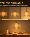 Plug In Dimmable Pendant Light Featuring Amber Drum Glass And Gold Fabric Inner Shade, Vintage Swag Hanging Lamp, dimming feature showcased.