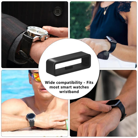 6 Pack Watch Band Keepers Silicone Retainer Rings For 16mm, 18mm, 20mm, 22mm, 24mm, 26mm Straps Replacement Fasteners For Smart Sport Watches Black