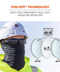 Construction worker wearing Skullerz Odin Safety Glasses Matte Black With Anti Fog Smoke Lens Fog Off Treatment for clear vision.