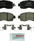 Bosch brake pad set, QuietCast ceramic front for Nissan Altima/Leaf; includes hardware and lubricant