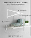 Heavy Duty White Carbon Steel Wall Mount Shelf Bracket For Floating Shelves L Shaped Support with books and plant decor