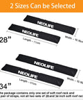 Soft Roof Rack Pads With Two 15 Ft Tie Down Straps For Surfboard, SUP Paddleboard, And Snowboard, two sizes 28 and 34 inch, black.