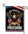 USA Proud 250th Anniversary Garden Flag Eagle Design Double Sided For Outdoor Display 12 By 18 Inches Yard Patio Garden 1776 2026 Commemorative Banner Featuring a Bald Eagle and Flags