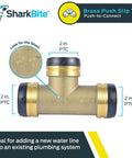 2 Inch Slip Tee Push To Connect Brass Plumbing Fitting For Copper And CPVC Fast Install Quick Pipe Connector
