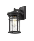 Black Outdoor Wall Light Fixture Seeded Glass Modern Farmhouse Exterior Lantern With E26 Base 12 Inch Height 7.99 Inch Extension