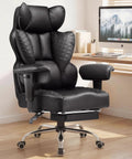 Big And Tall Office Chair For Heavy Duty Comfort With Deluxe Embossed Leather High Back Ergonomic Computer Chair With Foot Rest