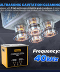 Heavy Duty Ultrasonic Cleaning Machine With Digital Timer Plus Integrated Heater 10 Liter Capacity 40Khz Frequency, industrial transducers for deep cleaning.
