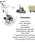Industrial Floor Scrubber Grinding Machine With 3.43 Gal Capacity, 2834 RPM Polisher With 1500W Pure Copper Motor and Parameters Chart