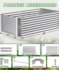 Tall Galvanized Raised Garden Bed Kit For Outdoor Patio 6x3x2ft Deep Root Planter Boxes No Bend Elevated Metal Garden Beds For Vegetables Flowers And Herbs 1 Pack Silver shown with accessories including corner brackets, side panels, screws, rods, and wrenches.