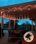 Outdoor patio with chairs, featuring a close-up of Self Adhesive Cable Tie Mounts With Screw Holes 1x1 Inch Square Black Base Holder.