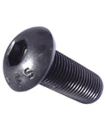 Rugged 8 32 By 1 4 Inch Button Head Socket Cap Screws With Allen Hex Drive Black Oxide Finish On Tough Alloy Steel Fully Threaded For Any Shop Setup Built Tough As Nails Pack Of One Hundred close-up view of a black oxide button head socket screw.
