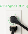 45-degree flat plug of 8 Outlet Power Strip With USB Charging Ports And 2630 Joules Surge Protector Flat Plug 6 Foot Cord