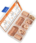 Copper Washers Kit 150Pcs 8 Sizes Metric Sealing Flat Washers Set For Plumbing And Auto Pro Grade Copper With High Conductivity And Corrosion Resistance M6 To M20 All In One Assortment For Gaskets And Leaks in plastic case