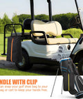 Smell Proof Shoe Bag For Travel And Gym Odor Blocking Waterproof Golf Kicks Bag with handle attached to golf cart