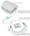 Ultra Thin 4 Inch LED Recessed Light With Junction Box Dimmable 10W CCT Color Selectable 750 Lumens ETL Energy Star, components shown