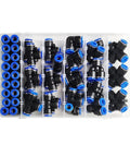 50 Piece 10mm OD Pneumatic Fittings Kit With Boxed Push To Connect Unions PU 10 PE 10 PZA 10 PY 10 PV 10 For Quick Connect Air Lines