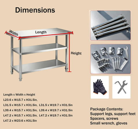 Solid Three Tier Stainless Steel Prep Table Commercial Kitchen Shelving Unit Rust Resistant Workbench No Sweat Cleanup Station For Restaurants Homes And Garages Real Deal Food Prep Beast