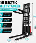 Heavy Duty Semi Electric Pallet Stacker Boasting 3,306 Lbs Capacity And Nearly Eight Feet Lift Height For Smooth Forklift Work In Your Warehouse, with 78.74 in height.