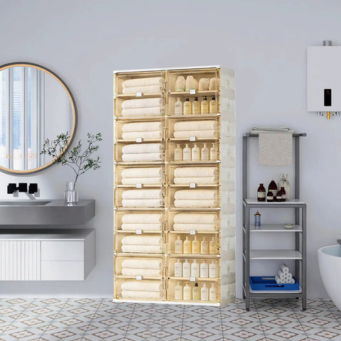 40 Pair Shoe Storage Cabinet With 2 Rows And 10 Tiers No Tools Needed In 3 Easy Steps Clear Magnetic Door Shoe Rack for bathroom.