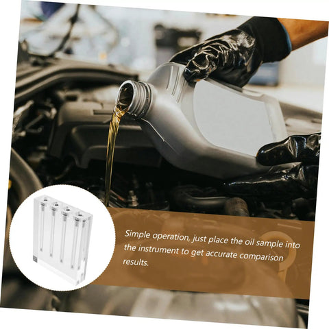 Engine Oil Quality Comparator Kit Multi Purpose Acrylic Stand For Accurate Transmission Oil Testing Easy To Use Car Maintenance Demonstration Tool Pro Grade Oil Quality Checks For Reliable Engine Health. Clear acrylic stand in garage