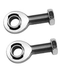Beefy Seven Eighths Inch 14 Thread Heim Joint Rod End Kit With Left And Right Hand Threads, Jam Nuts, Chromoly XMR14 And XML14, Two Inch Engagement, Zinc Plated For Rust Resistance And Strong Steering Linkage. Two chromoly heim joints with jam nuts
