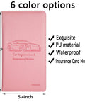 Premium Leather Car Document Wallet With Clear Window Pockets For Registration Insurance And Id Cards Nifty Glove Box Stash 5.4 x 9.8 inches in pink color.