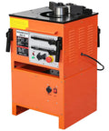 Tough As Nails Electric Rebar Bender And Cutter Machine Packs Knockout 1600 Watt Power, orange, tabletop model for bending and cutting steel rods.