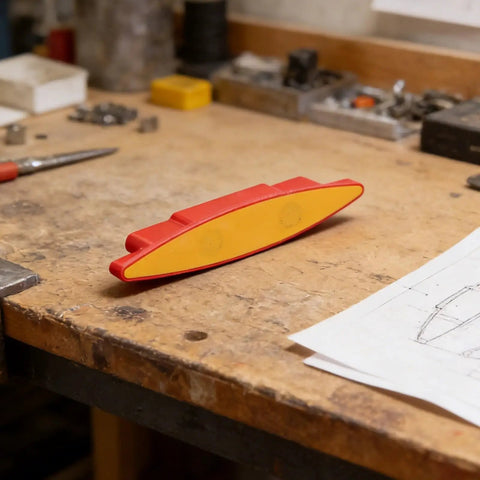Magnetic for stud Finder for Drywall Screw Detection Magnetic(C) on a wooden workbench with tools nearby.