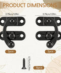 Vintage Black Zinc Alloy Hasp And Staple Latch Set 4 Pcs Antique Retro Swing Arm Padlock Hook, 2.78cm x 3.26cm