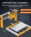 Front view of LUNYEE 3018 PRO MAX CNC router with all-metal frame and yellow gantry