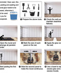 Installation guide for Vintage Locomotive Steam Train Wall Mural, showing step-by-step process for 3D wallpaper application.