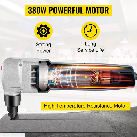 Electric Metal Nibbler Crazy Fast Cuts 380W 1800RPM Heavy Duty Cutter motor design illustration showing internal components